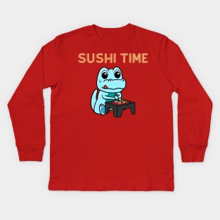 Sushi TIme Dinosaur Kids Long Sleeve T-Shirt